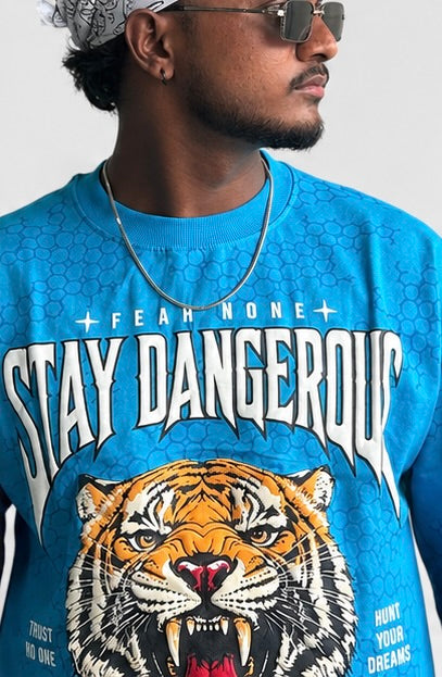 ORIYA- STAY DANGEROUS BOXY-FIT HONEY COMB-INSPIRED GRAPHIC PATTERN